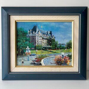 Vintage Original Signed Oil Painting Fairmont Empress Hotel BC Framed Art🎨